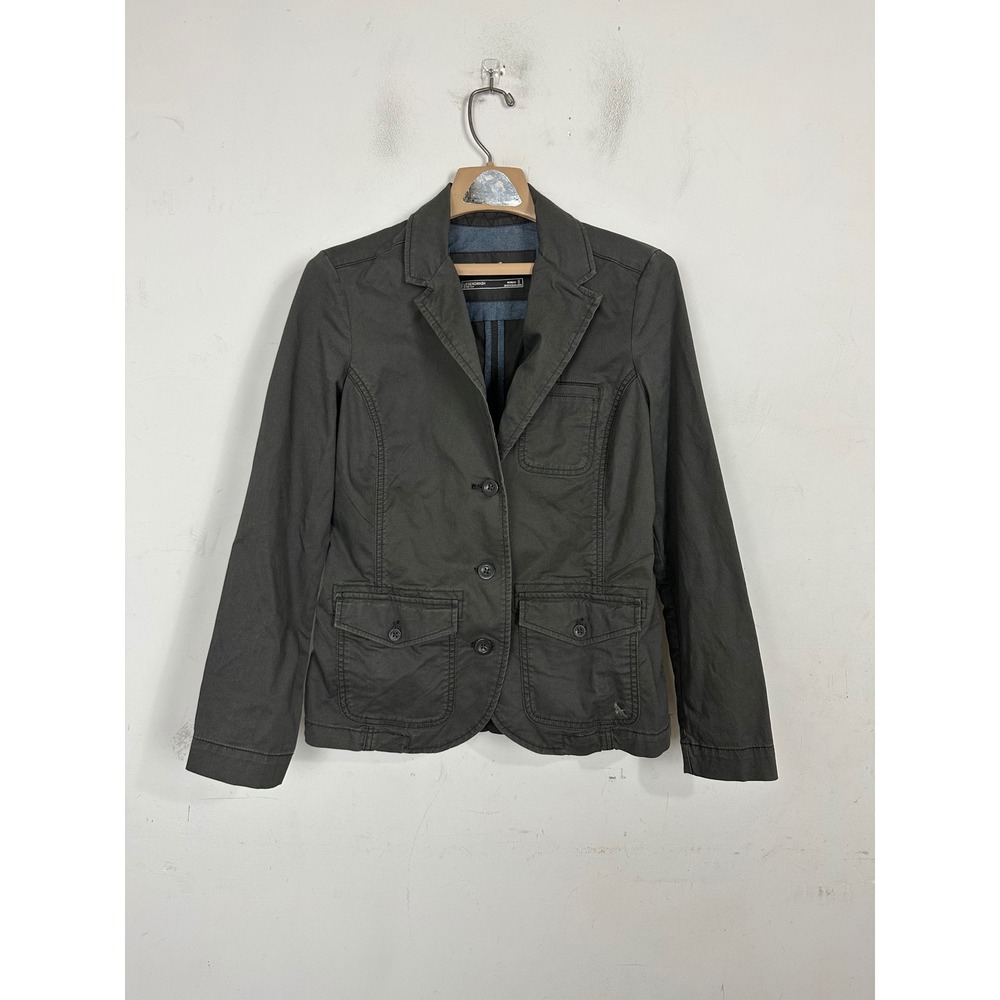 Eddie Bauer Legendwash Stretch Blazer Jacket Gray Cotton Utility Womens 8
